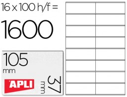 CJ100 hojas A4 1600 etiquetas adhesivas Apli 01274 105x37mm. ILC